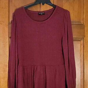 Women's Size 14/16 Lane Bryant Baby doll Long Sleeve Top Wine Color